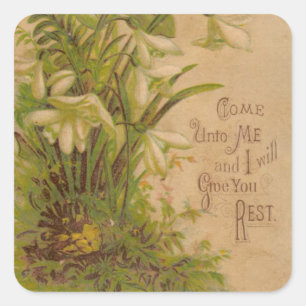 Vintage Floral Prayer Scripture Quote Square Sticker