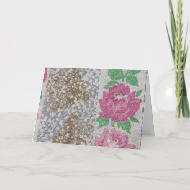 Vintage Floral Print Fabric Card (Front)