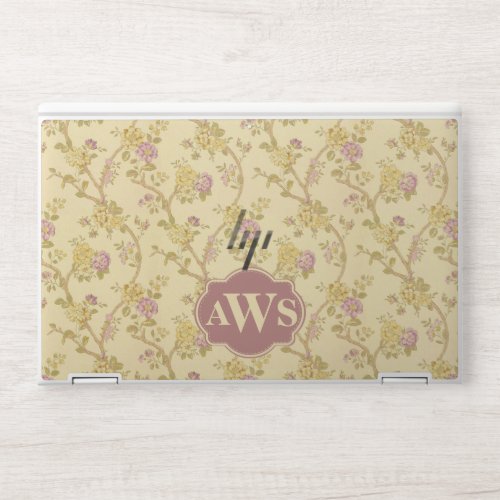 Vintage Floral Print Monogram HP Laptop Skin