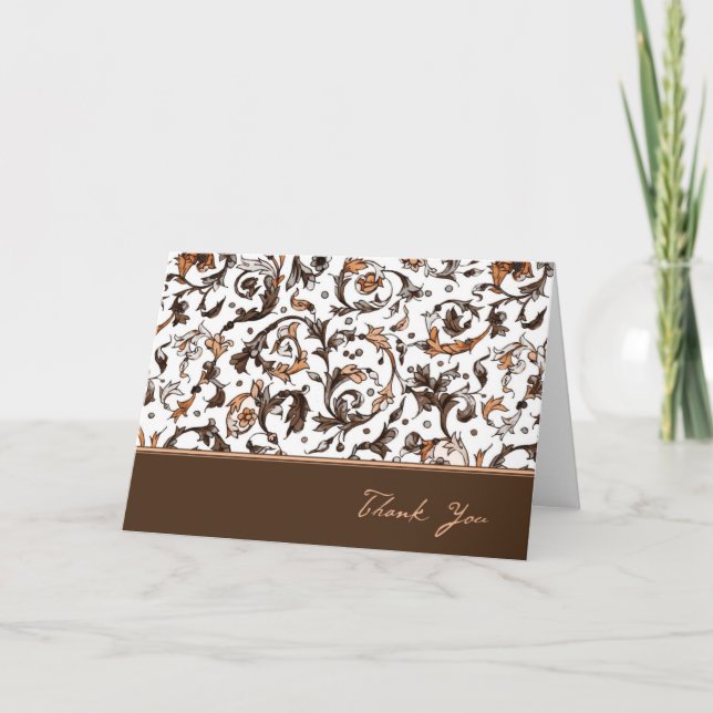 Vintage Floral Print Thank You Card (Front)