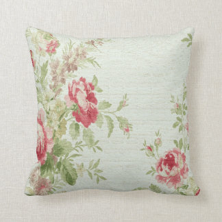 Vintage Floral Print Throw Pillow-Pink Flowers Pillow