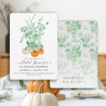 Vintage Floral Pumpkin Green n White Bridal Shower Invitation