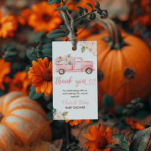 Vintage Floral Pumpkin Truck Baby Shower Gift Tags