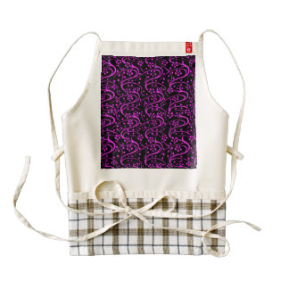 Vintage Floral Purple Amethyst Black Zazzle HEART Apron