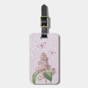 Vintage floral purple lilac flower luggage tag