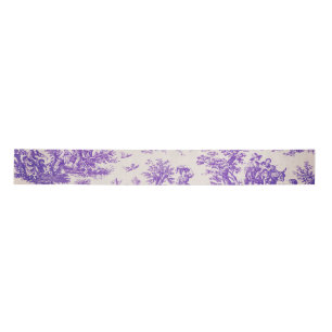 Vintage floral purple toile de jouy satin ribbon