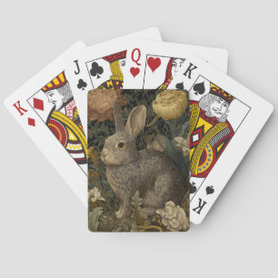 Vintage Floral Rabbit Poker Cards