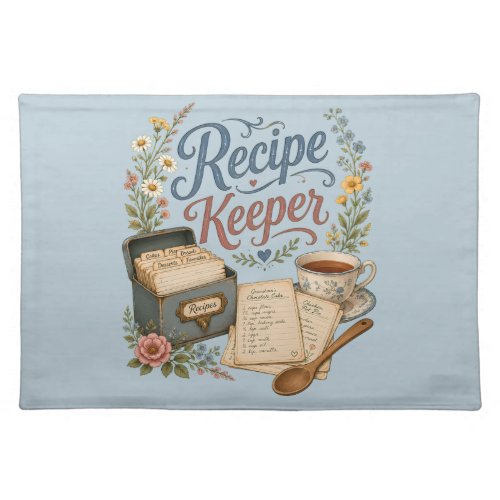 Vintage Floral Recipe Keeper Cottagecore Cloth Placemat