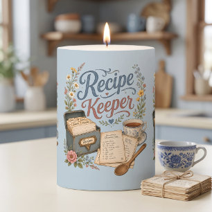 Vintage Floral Recipe Keeper Cottagecore Pillar Candle