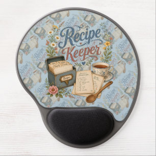 Vintage Floral Recipe Keeper Cottagecoreue Blue Gel Mouse Pad