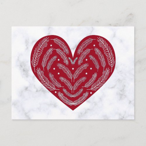 Vintage Floral Red Heart Valentine Postcard