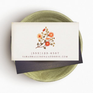 Vintage Floral Red Orange Flowers Calling Card