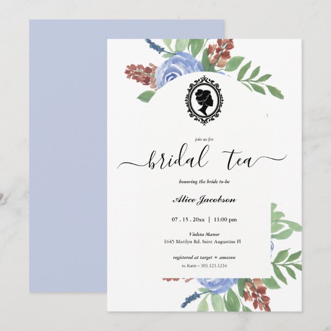Vintage floral regency bridal shower invitation (Front/Back)