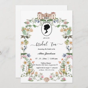 Vintage floral regency bridal shower invitation
