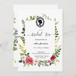 Vintage floral regency bridal shower invitation