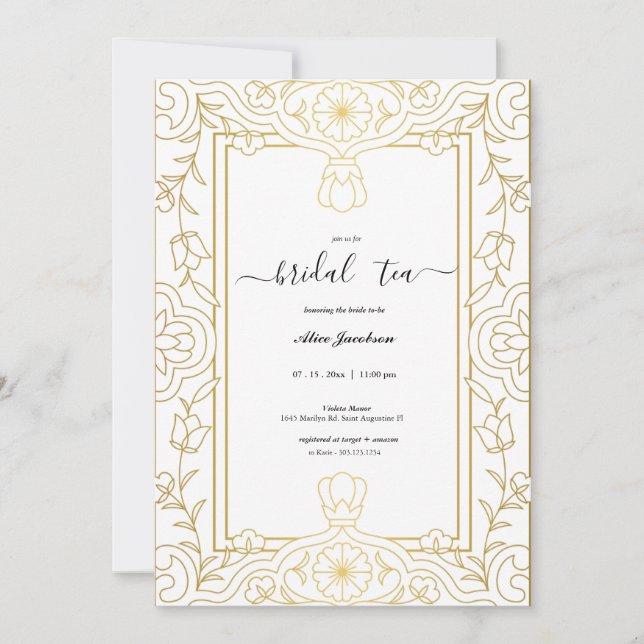 Vintage floral regency bridal shower invitation (Front)