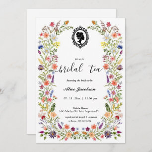 Vintage floral regency bridal shower invitation