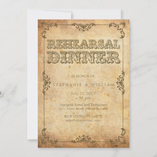 Vintage Floral Rehearsal Dinner Card Custom Invitation