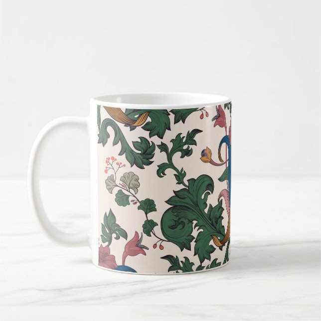 Vintage floral renaissance wallpaper. coffee mug (Left)