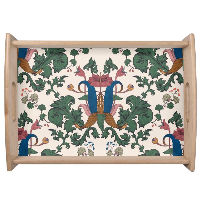 Vintage floral renaissance wallpaper. serving tray (Front)