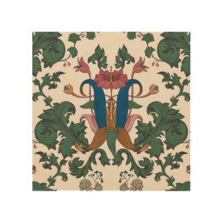 Vintage floral renaissance wallpaper. wood wall art