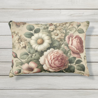 Vintage Floral Repeating Pattern Outdoor Pillow