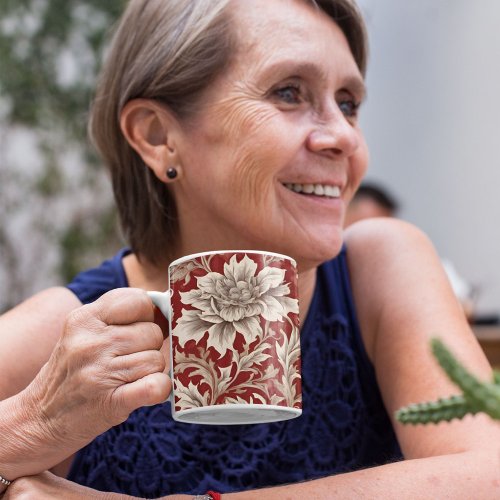 Vintage Floral Retirement Gifts for Mom Red Mug