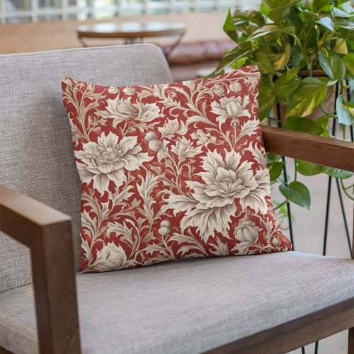 Vintage Floral Retirement Gifts for Mom Red Throw Pillow