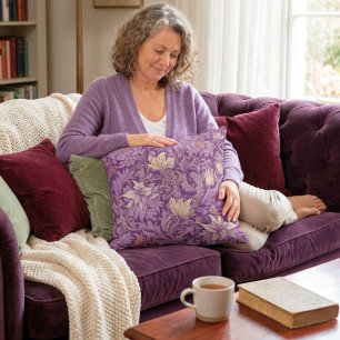 Vintage Floral Retirement Gifts for Mom Violet Throw Pillow