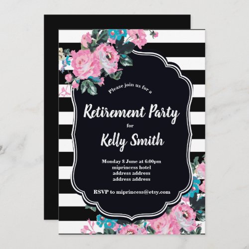vintage floral Retirement party invitation