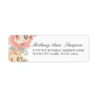 Blush Pink Rose Floral Round Return Address Label, Zazzle.com