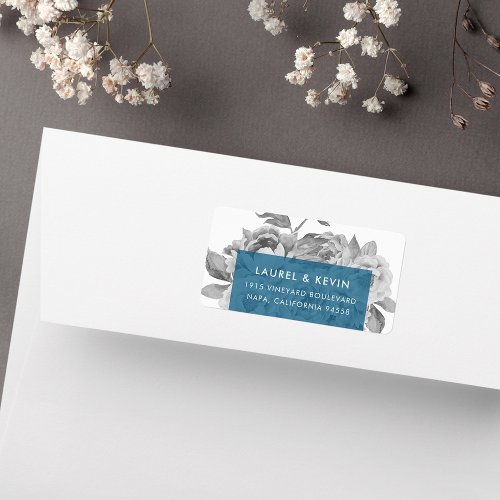 Vintage Floral Return Address Labels  Cerulean