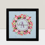 Vintage Floral Ring Custom Monogram Text Blue Gift Box<br><div class="desc">Elevate your style with our Vintage Floral Custom Monogram Design. The beautiful floral background and intricate rose ring centerpiece make this design stand out for any occasion. Customize your initials or any text you want to create a unique and personal monogram that truly represents you. Perfect for adding a touch...</div>