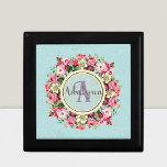 Vintage Floral Ring Custom Monogram Text Green Gift Box<br><div class="desc">Elevate your style with our Vintage Floral Custom Monogram Design. The beautiful floral background and intricate rose ring centerpiece make this design stand out for any occasion. Customize your initials or any text you want to create a unique and personal monogram that truly represents you. Perfect for adding a touch...</div>