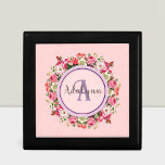 Vintage Floral Ring Custom Monogram Text Pink Gift Box<br><div class="desc">Elevate your style with our Vintage Floral Custom Monogram Design. The beautiful floral background and intricate rose ring centerpiece make this design stand out for any occasion. Customize your initials or any text you want to create a unique and personal monogram that truly represents you. Perfect for adding a touch...</div>