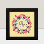 Vintage Floral Ring Custom Monogram Text Yellow Gift Box<br><div class="desc">Elevate your style with our Vintage Floral Custom Monogram Design. The beautiful floral background and intricate rose ring centerpiece make this design stand out for any occasion. Customize your initials or any text you want to create a unique and personal monogram that truly represents you. Perfect for adding a touch...</div>