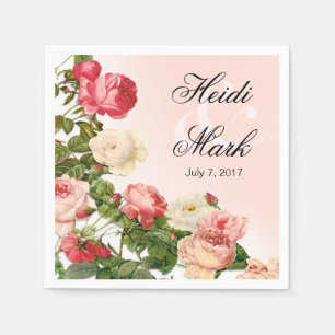 Vintage Floral Romance Pink Roses blush pink Napkins