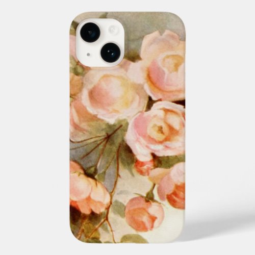 Vintage Floral Romantic Antique Pink Rose Flowers Case_Mate iPhone 14 Case