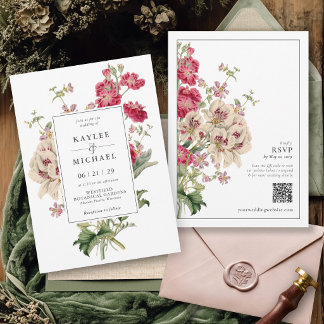 Vintage Floral Romantic Garden Botanical Wedding Invitation