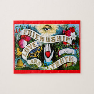 Vintage Floral Romantic Valentine Love Friendship Jigsaw Puzzle