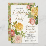 Vintage Floral Rose Adult Womens Birthday Party Invitation