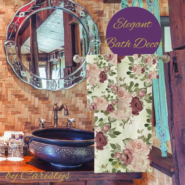 Vintage Floral Rose Bath Towel Set (Creator Uploaded)