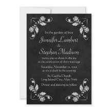 Vintage Floral Rose Black Chalkboard Gray Wedding