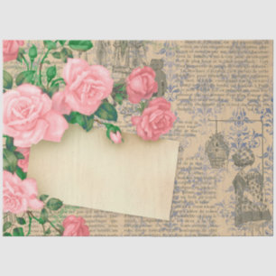 Vintage Floral Rose Decoupage Tissue Paper