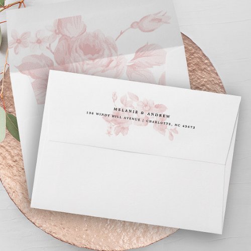 Vintage Floral Rose Elegant Blush Pink Envelope