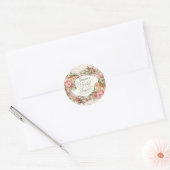 Vintage Floral Rose Elegant Bridal Shower Blush Classic Round Sticker (Envelope)