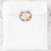 Vintage Floral Rose Elegant Bridal Shower Blush Classic Round Sticker (Bag)