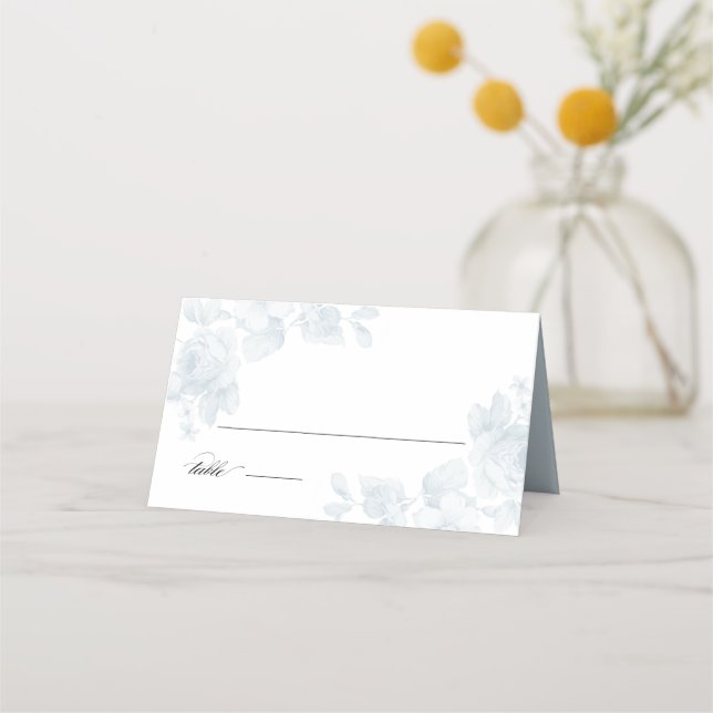 Vintage Floral Rose Elegant Wedding Place Card (Front)
