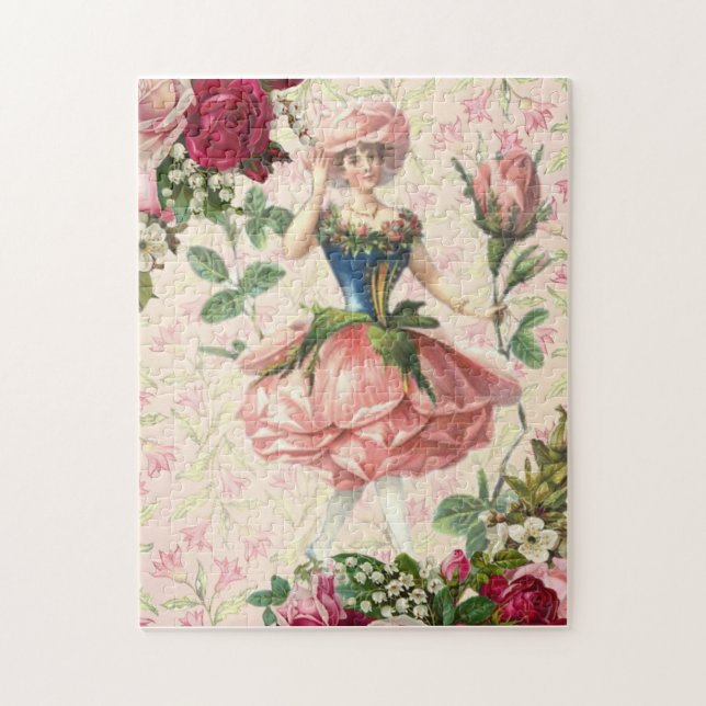 Vintage Floral Rose Fairy Fantasy   Jigsaw Puzzle (Vertical)