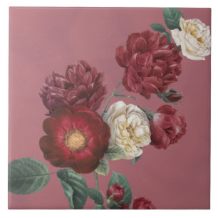 Vintage Floral Rose Floral Ceramic Tile